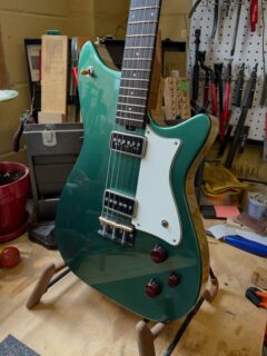 Sneak peek at some guitar things that we’ll be bringing to Providence, RI tomorrow for the @empireguitars Pedal Thing! We haven’t built up a Forager in a couple years and this Korina body was hanging around just waiting to be painted Green and have a Stratoblaster installed. Join us and a ton of fellow makers of things and give them a go. Saturday August 15th, 11-4  #healyguitars #providencepedalthing2026 #healyhealer #healyforager #healerbass